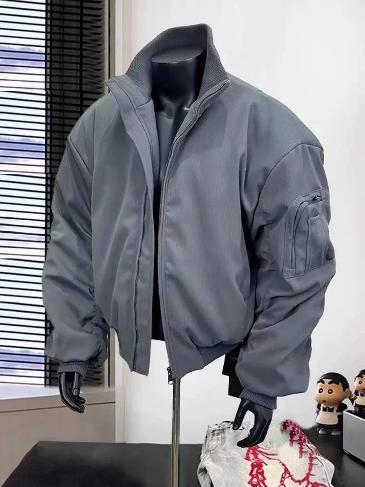 

Утепленная мужская куртка-бомбер из хлопка с подкладкой, осенне-зимняя, с воротником-стойкой, в бейсбольном стиле, теплая, модная