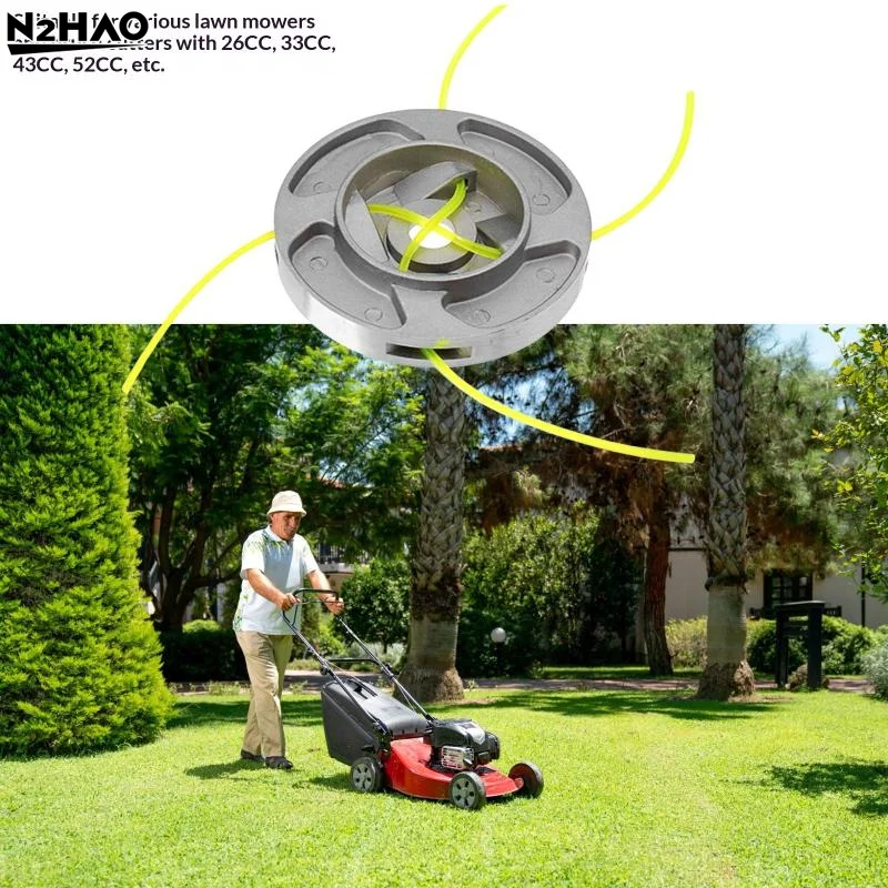 Universal Mower Aluminum Grass Trimmer Head Brush Cutter Head With4Nylon Line For Brush Cutter Strimmer Replacement With4pc Rope