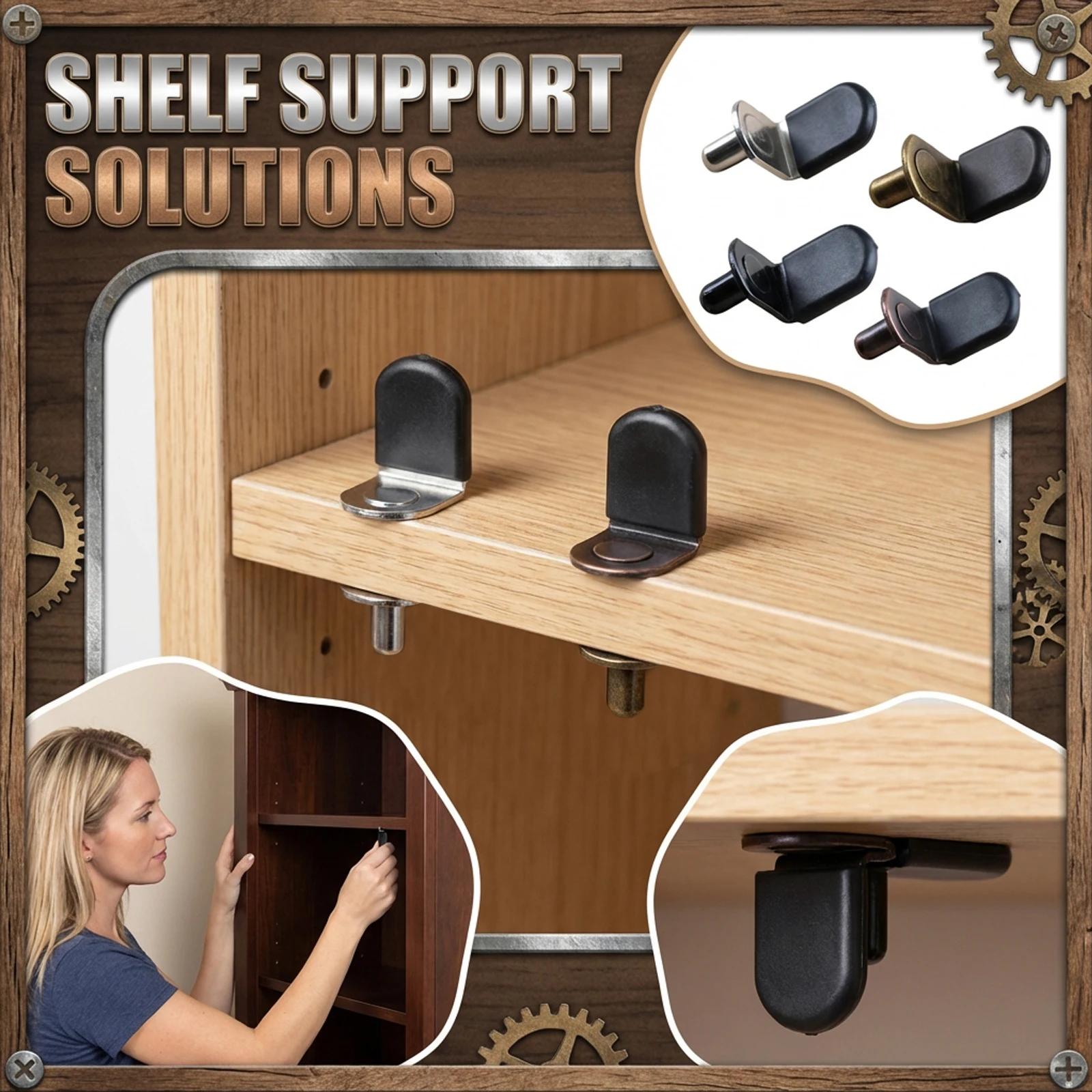 5mm Shelf Pegs for Shelves, Cabinet Shelf Support Pegs, Metal Shelving Pins for Bookshelf, Furniture, Kitchen & Closet, Heavy Du
