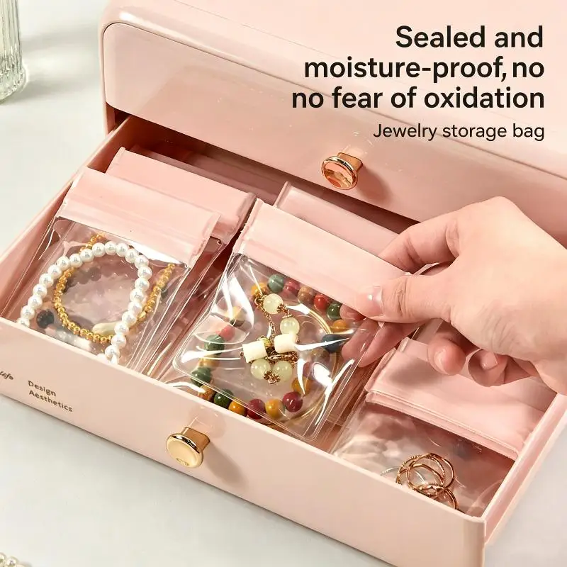 30 Stück selbstversiegelnde Schmuck-Aufbewahrungstaschen, antioxidative Aufbewahrungstaschen für Ringe, Halsketten, Armbänder, multifunktionale Tasche – Detail 2