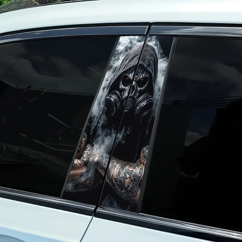 A cartoon-themed B-pillar sticker with earphones, waterproof and scratch-proof, fantasy space animal theme