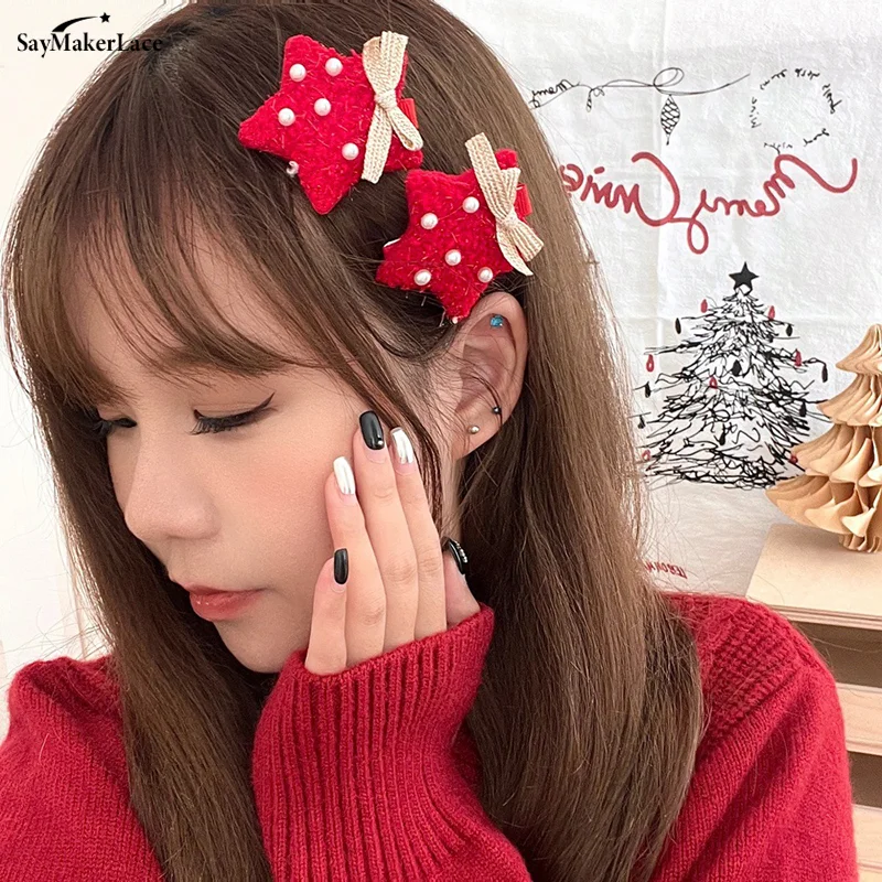 Christmas Hair Clip For Women Girls Sweet Children Deer Horn Star Hairpin Hair Accessories New Year Xmas Party Gifts