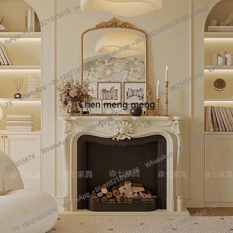 

New French Hand-Carved Fireplace Decoration Light Luxury Living Room Entrance Modern TV Cabinet
