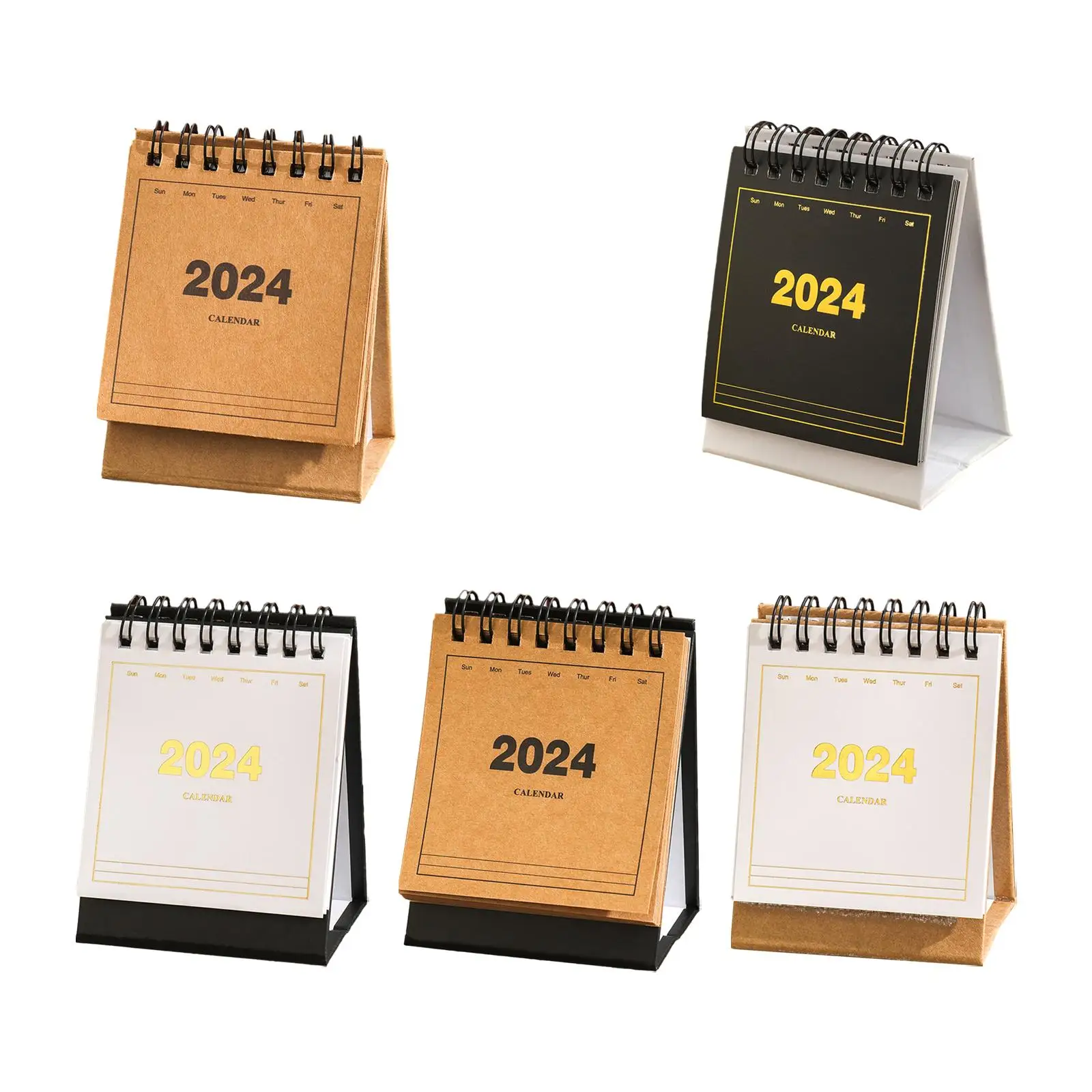 2024 Calendar Mini Desk Calendar,Portable,Ornaments,Standing Flip Desktop Calendar,Twin Wire Binding Calendar for Home Office