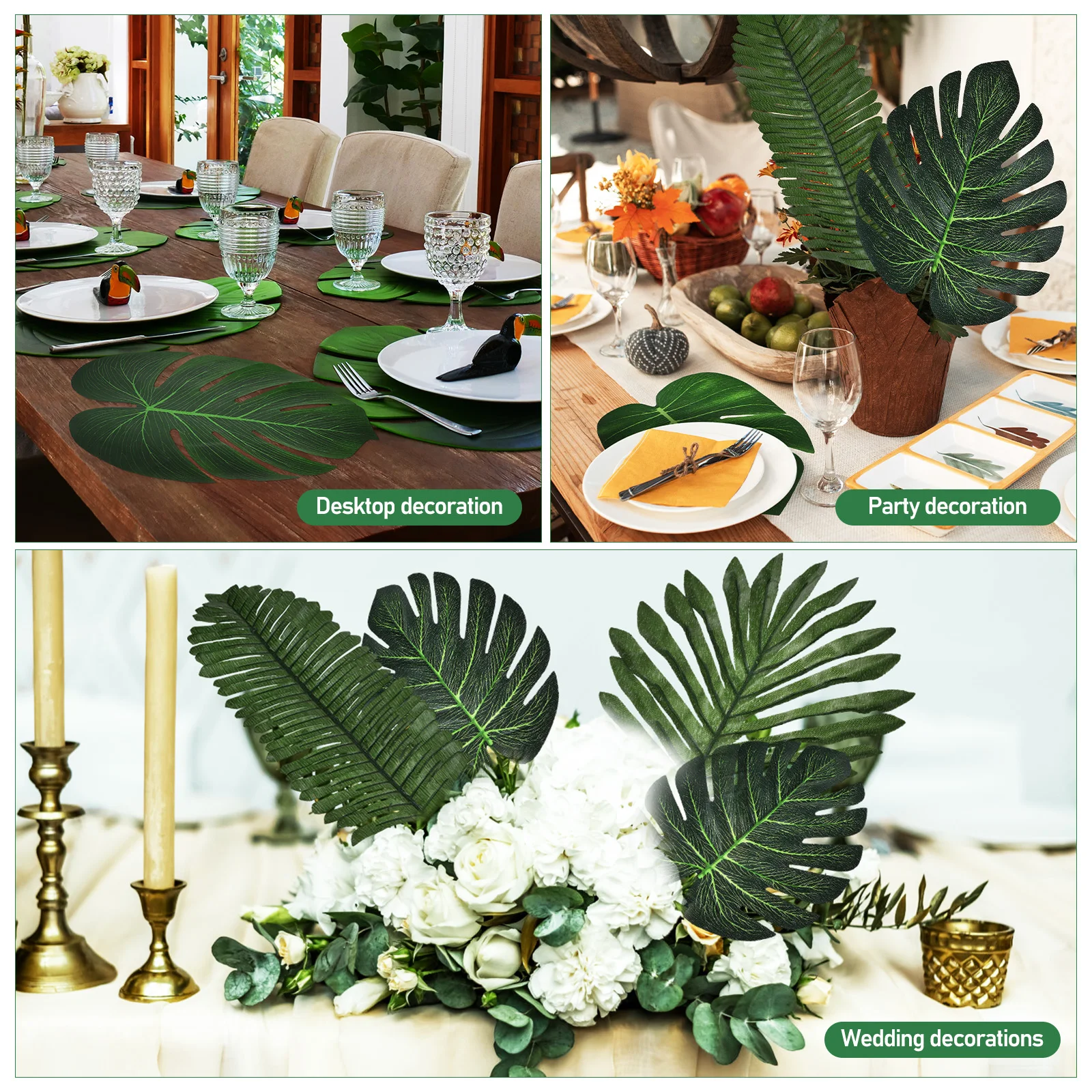 

30 pcs Artificial Palm Leaves Realistic Tropical Monstera Faux Leaf Decor For Diy Home Party Beach Hawaiian Decoration Supply