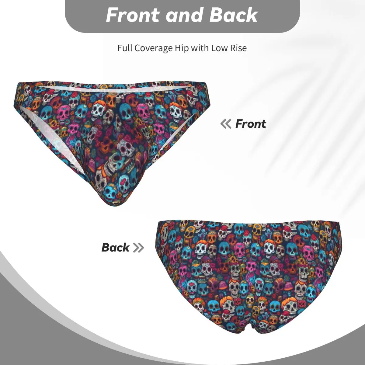 Men's Briefs Sexy Underpants Skulls Flowers Day Of The Dead Print Bikini Underwear Men Panties - view 5