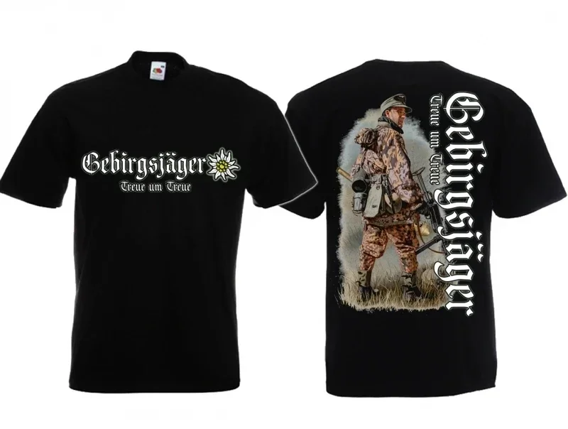 

Treue Um Treue. Wehrmacht Mountain Troops Light InfantryT-Shirt 100% Cotton O-Neck Short Sleeve Casual Mens T-shirt Size S-3XL