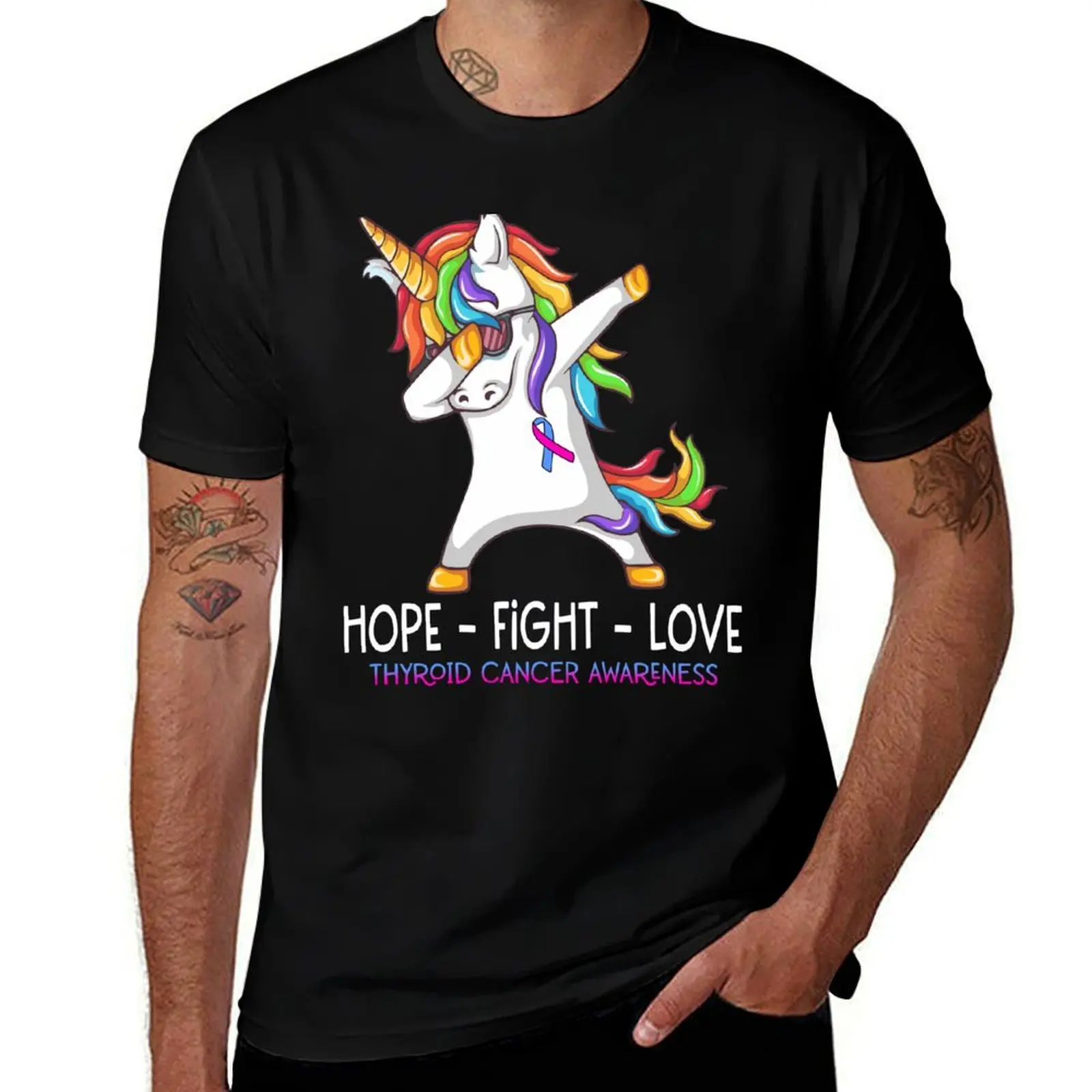 

Hope Fight Love Thyroid Cancer Awareness T-Shirt man t shirt summer t shirt custom print T-shirt