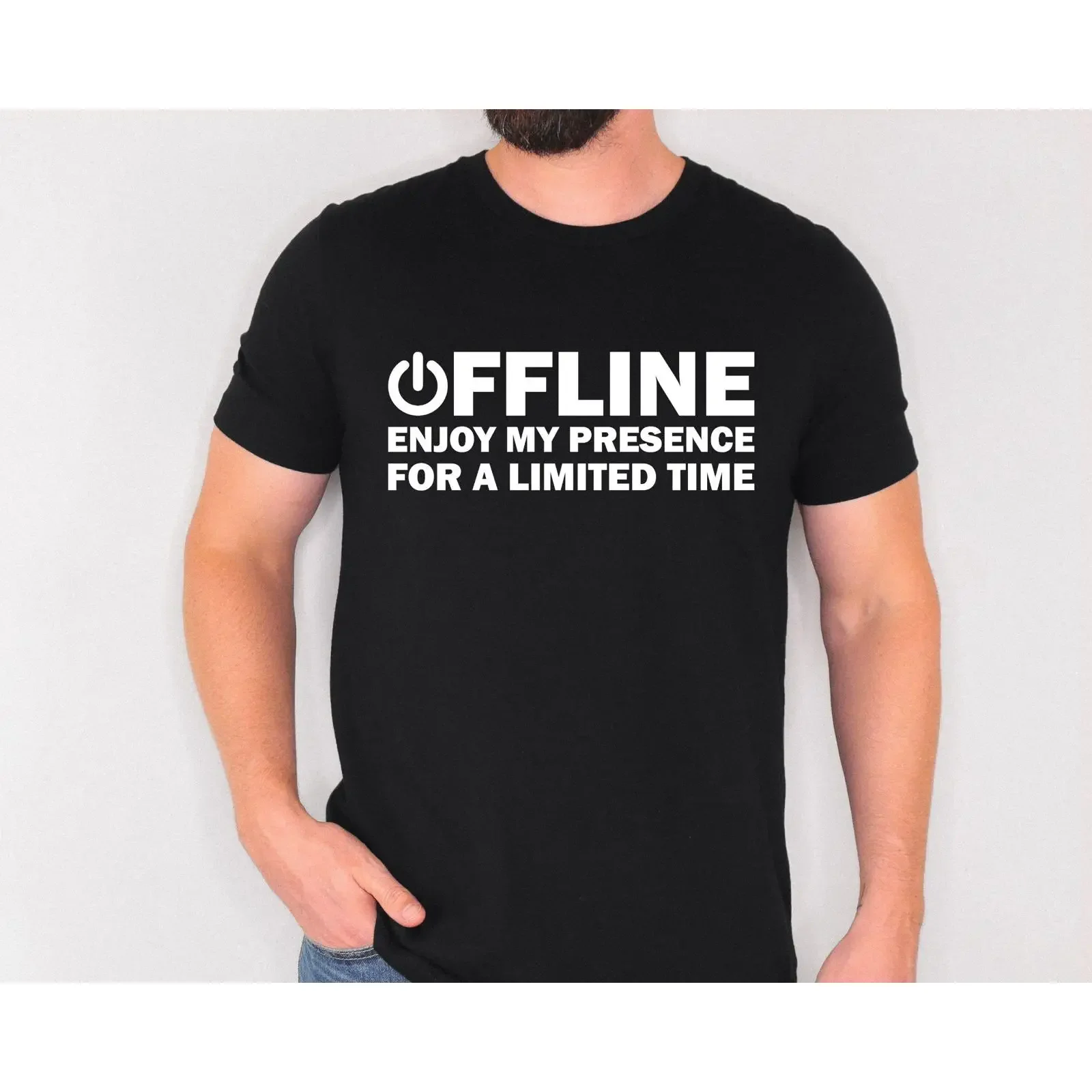 Offline Enjoy My Presence Funny Gamer T Shirt Sarcastic Gaming Video Game Lover for Him Casual Top vintage Washed Comfortable