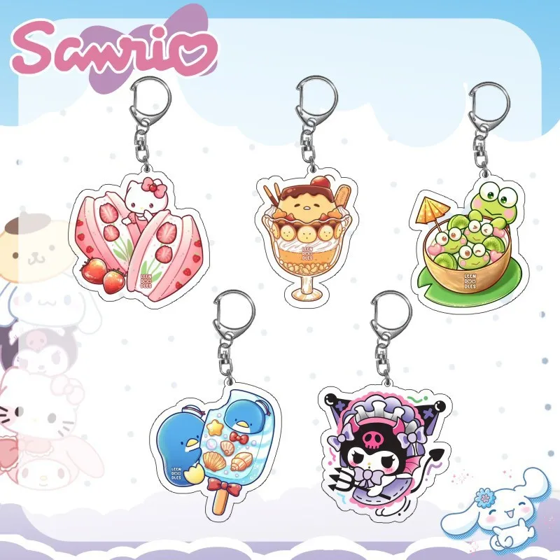 Llavero de acrílico con diseño de Kuromi Melody y Hello Kitty, joyería divertida, regalo para amigos, amuleto para bolsos, recuerdo creativo, colgante lindo