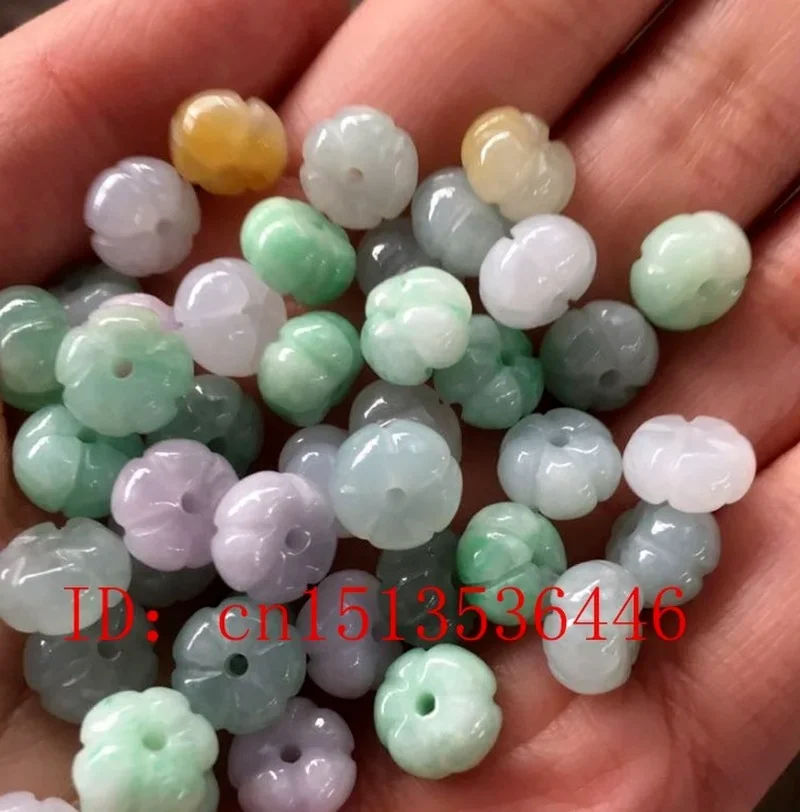 10PC Jade Emerald Tri-coloured Pumpkin Bead Accessories DIY Bangle Earrings Jewellery Fashion  Natural Hand-Carved Luck Amulet