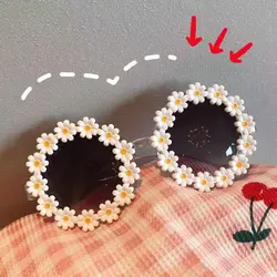 Sunglasses Women Candy Colored Daisy Sunglasses Round Frame Cute Decorative Glasses