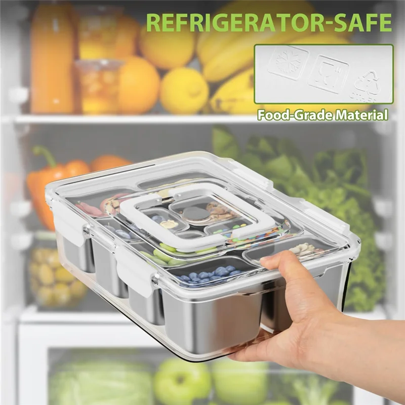 

ABCA-Snackle Box Container Clear Storage Organizer For Fruit Candy Nuts Veggie Perfect For Travel Party