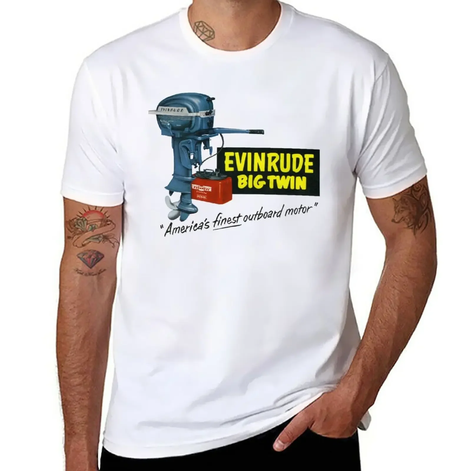 1950s Evinrude Americas Finest Outboard Motor T-Shirt shirts graphic tees customs design your own Men's cotton t-shirt Informal