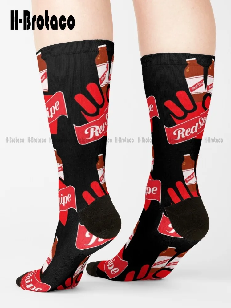 

Red Stripe 2 Socks Football Socks Ladies Sports Custom Gift Harajuku Retro Cartoon Teen Youth Socks 360° Digital Print Casual