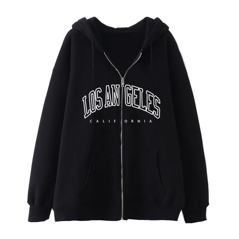 Loose and casual new product, fashionable zipper hooded sweatshirt for men and women, European and American, Los Angeles, Califo