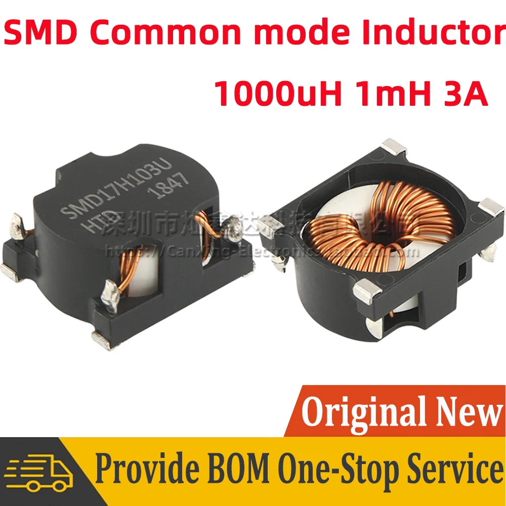 5pcs SMT SMD Common Mode Choke Coil Inductor Inductance 1000uH 1mh 3A High Current Switching Power Supply Filter SMD17H103U