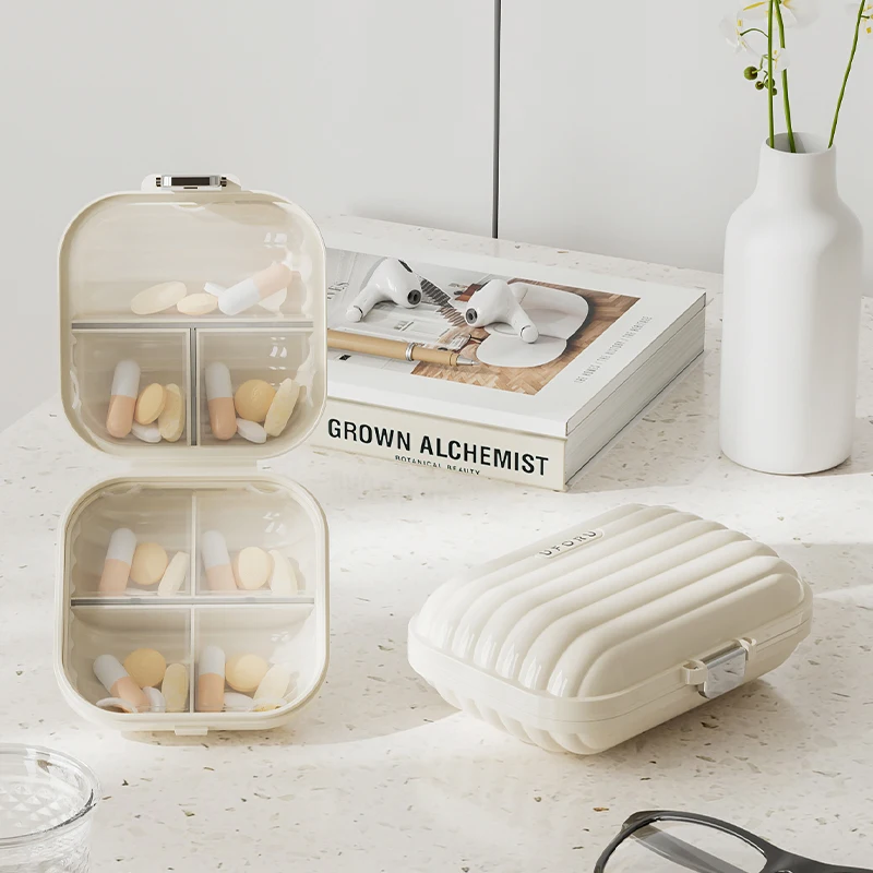 Portable Mini Pill Box, Outdoor Travel Pocket-sized Compartmentalized Pill Storage Box with Sealed Moisture-proof Design