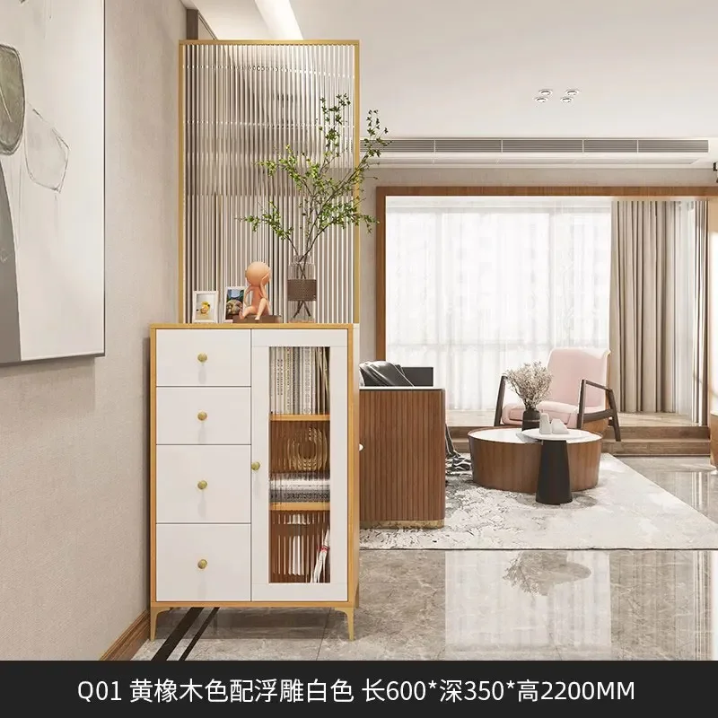 Entry to the door, entrance cabinet, integrated storage, living room locker, glass screen, simple and modern front door