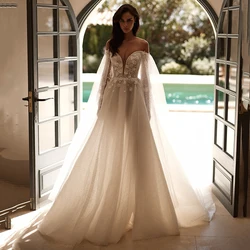 Eightree Elegant A-Line Wedding Dresses 2024 Appliques Long Sleeve Wedding Gowns Boho Beach Bridal Prom Dress bestidos de novia