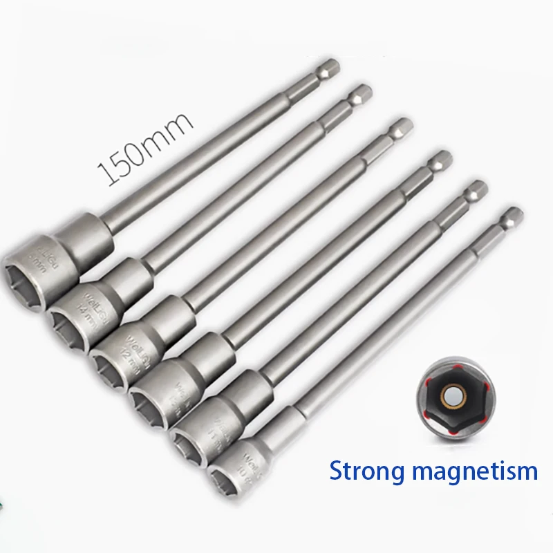 

1PCS 150mm Long 5.5/6/7/8-19mm Strong Magnetic Extended Electric Drill Socket Hexagonal Pneumatic Internal Hexagonal Screwdriver