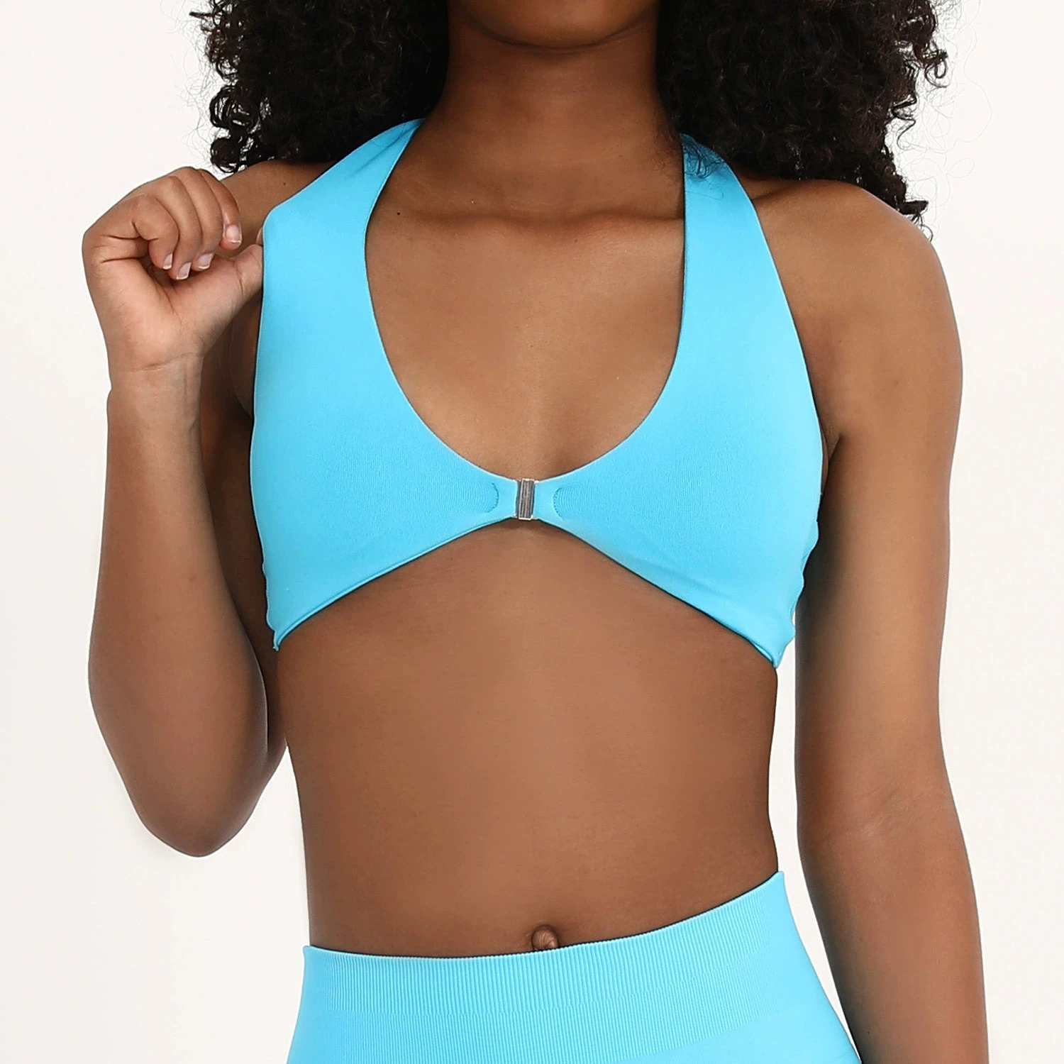 

Women Sports Bra Top Shockproof Push Up Gym Crop Top Quick-Dry Pleated Design Backless Workout Yoga Top Without Underwir
