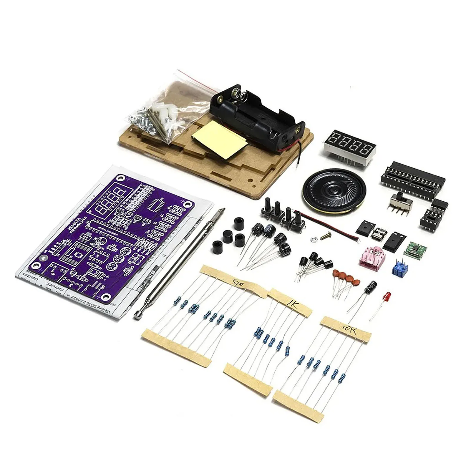 DIY FM Radio Electronic Kit Adjustable Frequency 87-108MHz RDA5807S Digital Display DIY Soldering Project Practice Solder