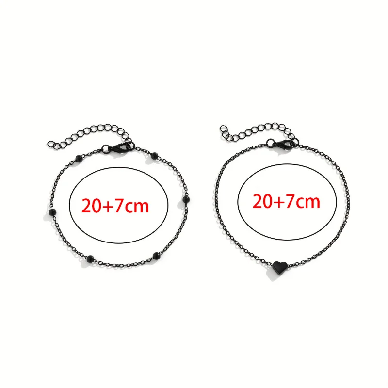 Double Tiny Heart Chain Anklets for Men and Women, Adjustable