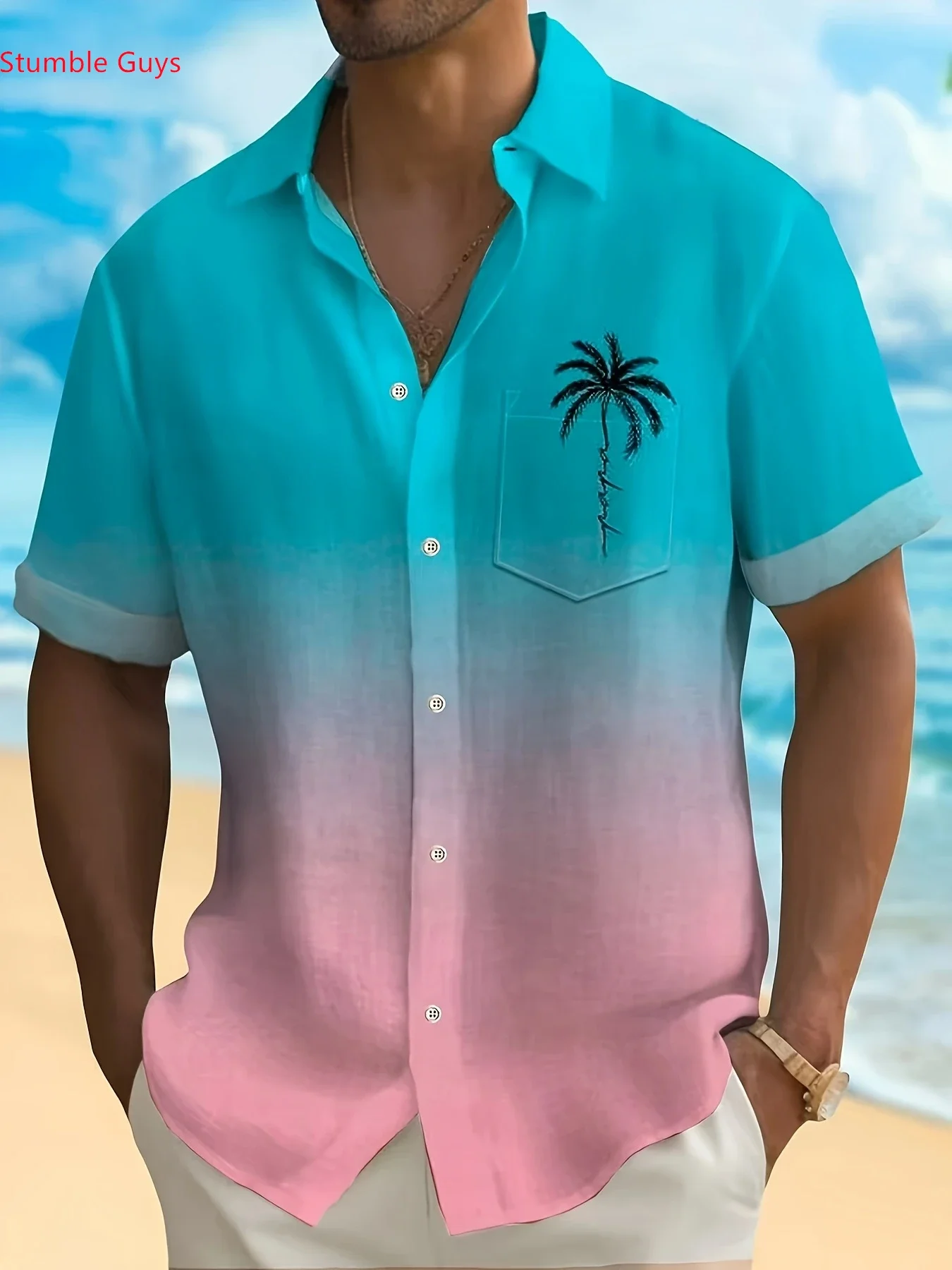 

High Street Summer Streetwear Hawaiian Shirt For Men Man Short Sleeve Fashion Print Casual Loose Beach Outfits
