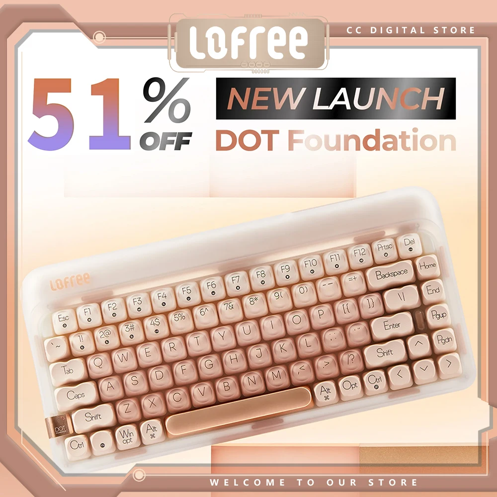 LOFREE DOT Mechanical Keyboard Wireless Bluetooth Three-mode Hot-swappable Gasket Structure 84-key Keyboard Boys and Girls Base