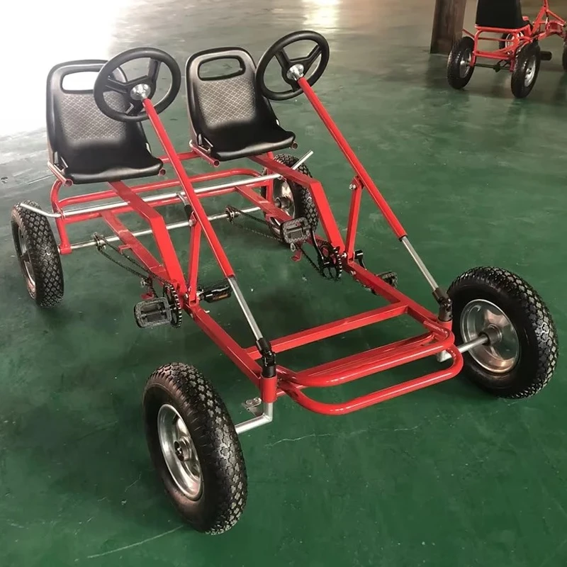 

Promo Customized Hot Sale Four Wheel Heavy Duty Double Seat Pedal Go Cart for Kids and Adults
