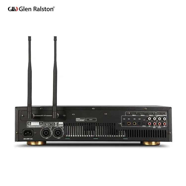 Glen Ralston 300w*2 Full touch screen karaoke mixer system with wireless mic dsp audio processor power amplifier
