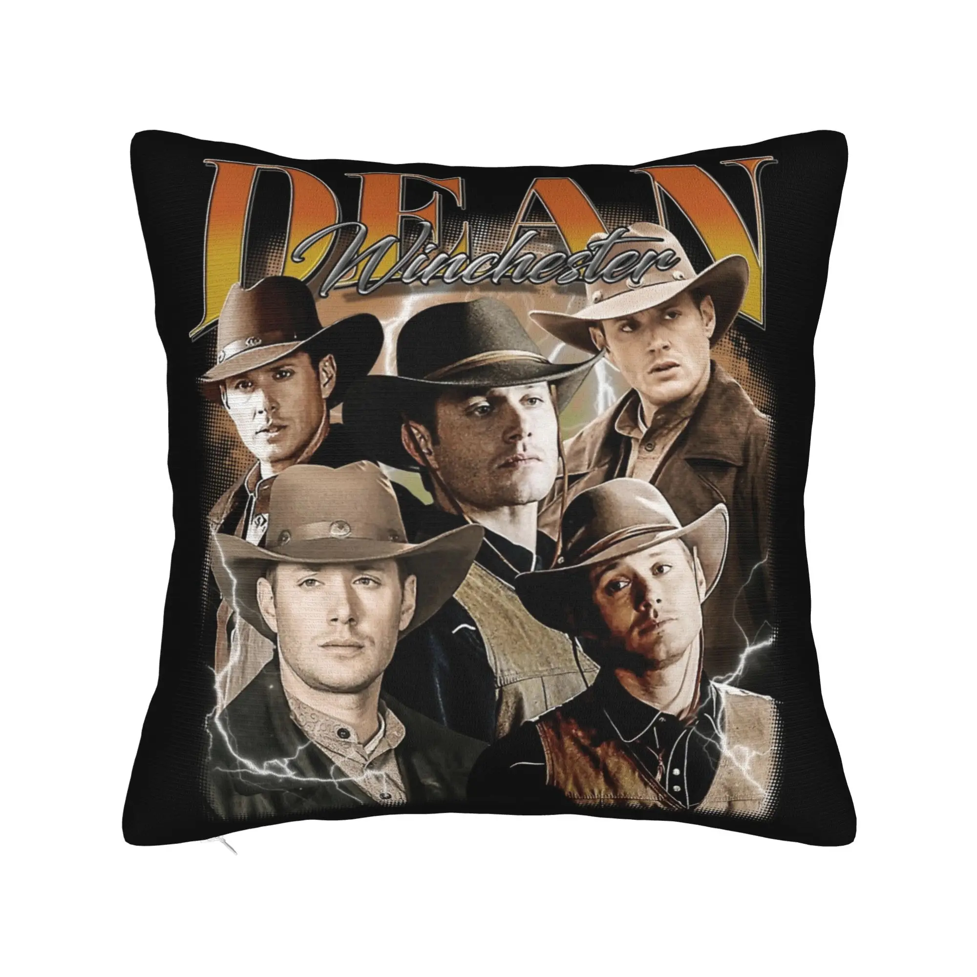 Vintage Dean Winchester Supernatural Pillowcase Printing Polyester Cushion Cover Decorations  Pillow Case Cover Home Zipper 18''