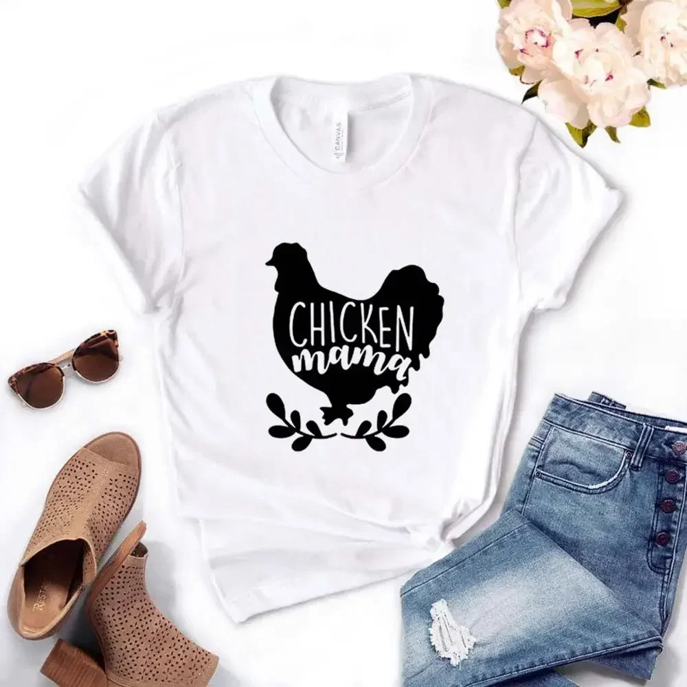 Chicken mama Print Women Tshirts Casual Funny t Shirt For Lady Yong Girl TopTee y2k accessories 2024 Cotton grunge clothes women