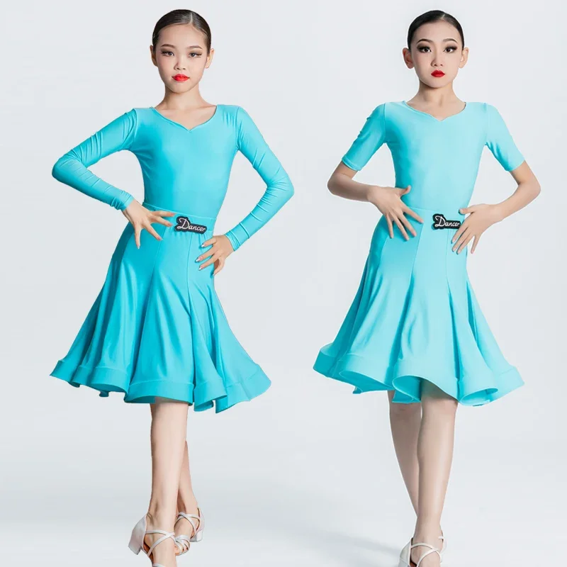 Children's Dance Costume for Professional Competition Girls' Large Swing Dress New Children's Latin Training Performance Costume