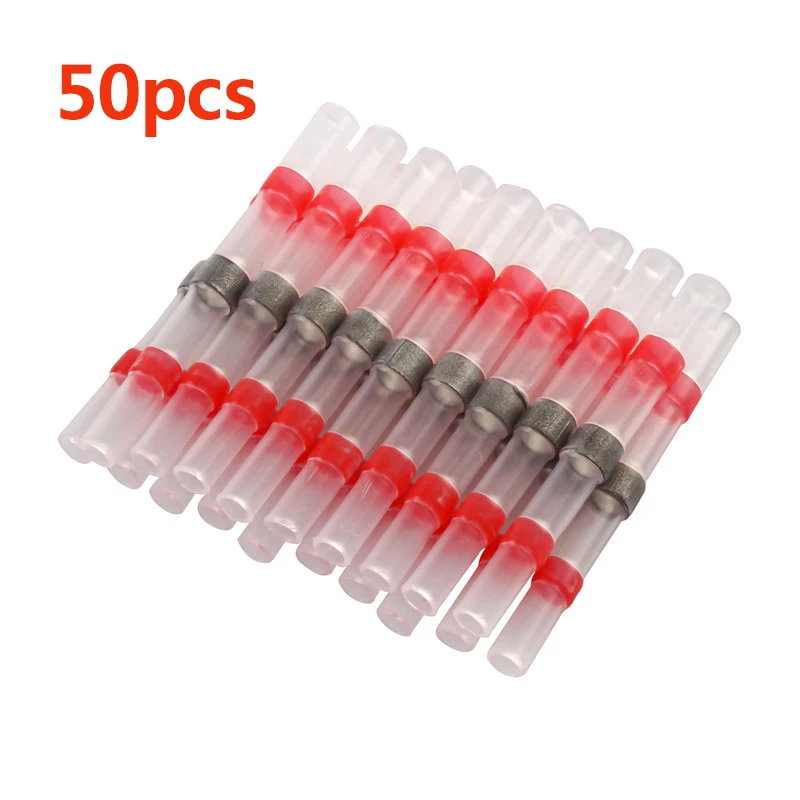 10/20/30/50/100PCS Heat Shrink Connectors Sleeve Tube Terminals Electrical Butt Splice Wire Connector Splice Solder Insulated