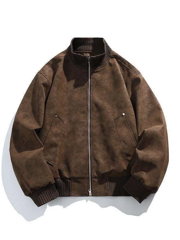 

Мужская куртка-бомбер из искусственной кожи в стиле ретро, с лоскутным дизайном, для весны и осени, свободного кроя, повседневная, для пар, кожаная куртка