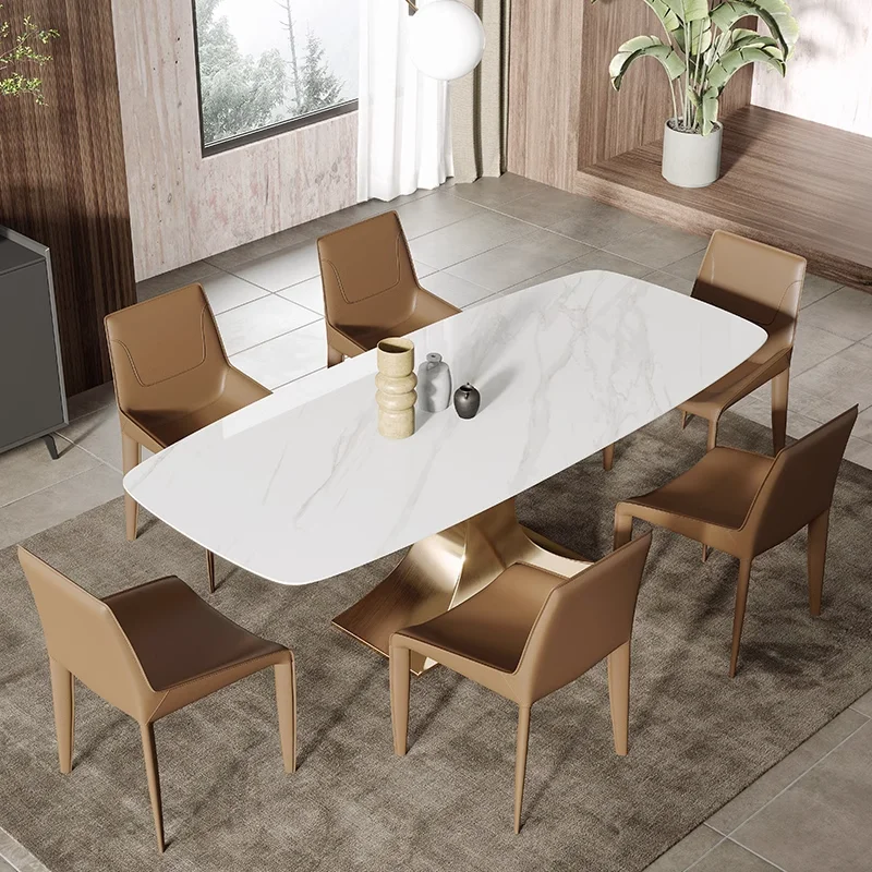 Combination of modern, simple, light and luxurious rectangular rice table of household size.