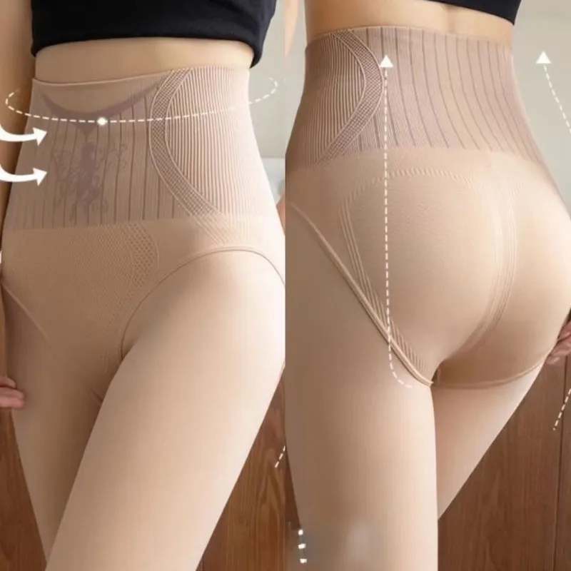 

New Autumn High-Waisted Butt-Lifting Pantyhose Women Sexy Tummy-Control Shaping Water-Shiny Leggings Nylon Anti Hook Nude Tights