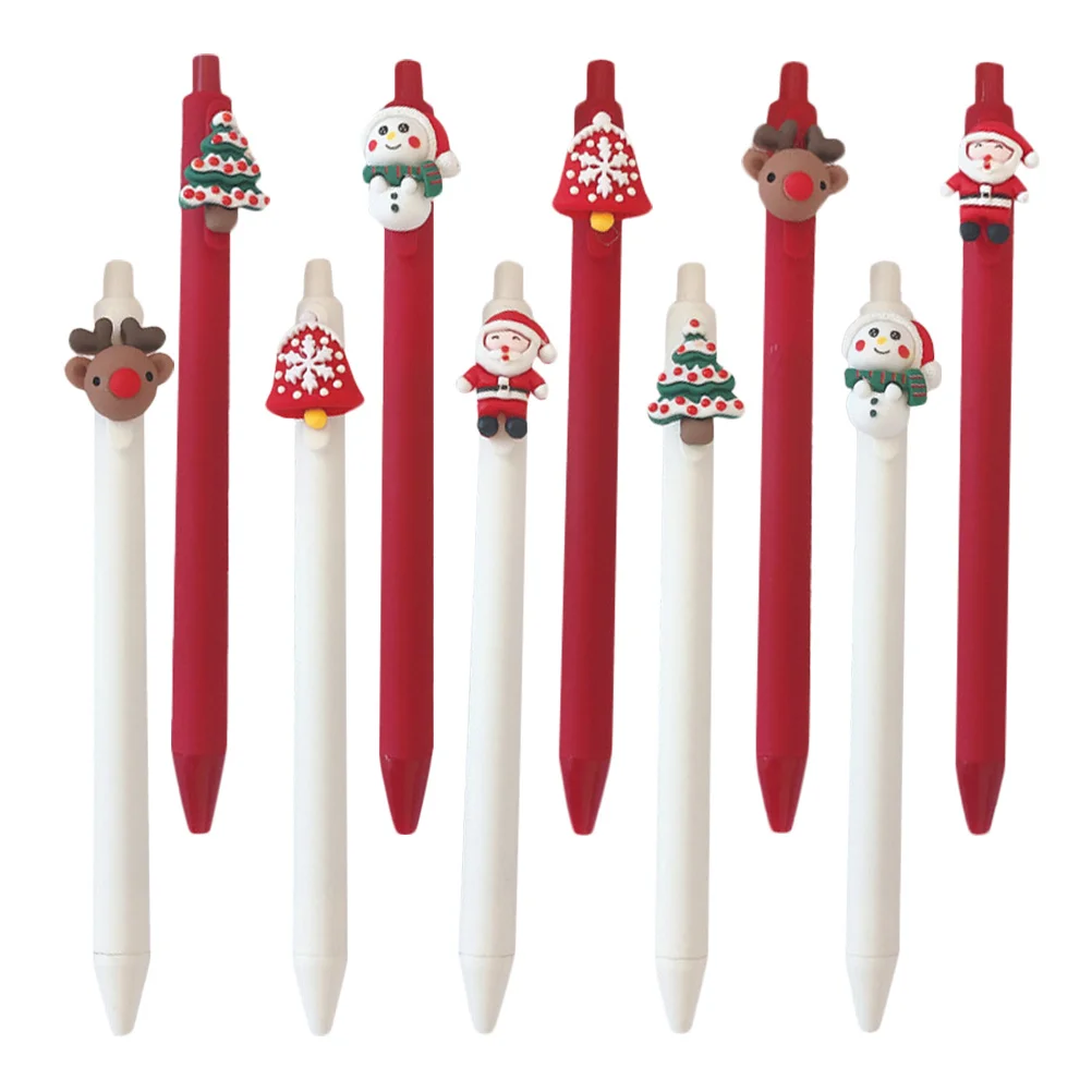 

10 шт., гелевые ручки на рождественскую тематику, милый мультяшный Санта-Клаус, снеговик, рождественская елка, праздничные ручки для письма для детей, школьный офис, сделай сам