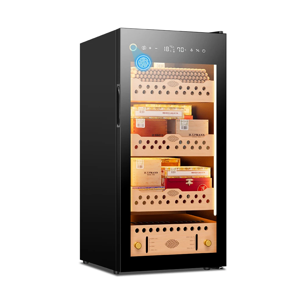 

95C CIGARLOONG Высококачественный компрессор постоянной температуры и влажности, сигарный шкаф с воздушным охлаждением, WIFI и отпечатками пальцев
