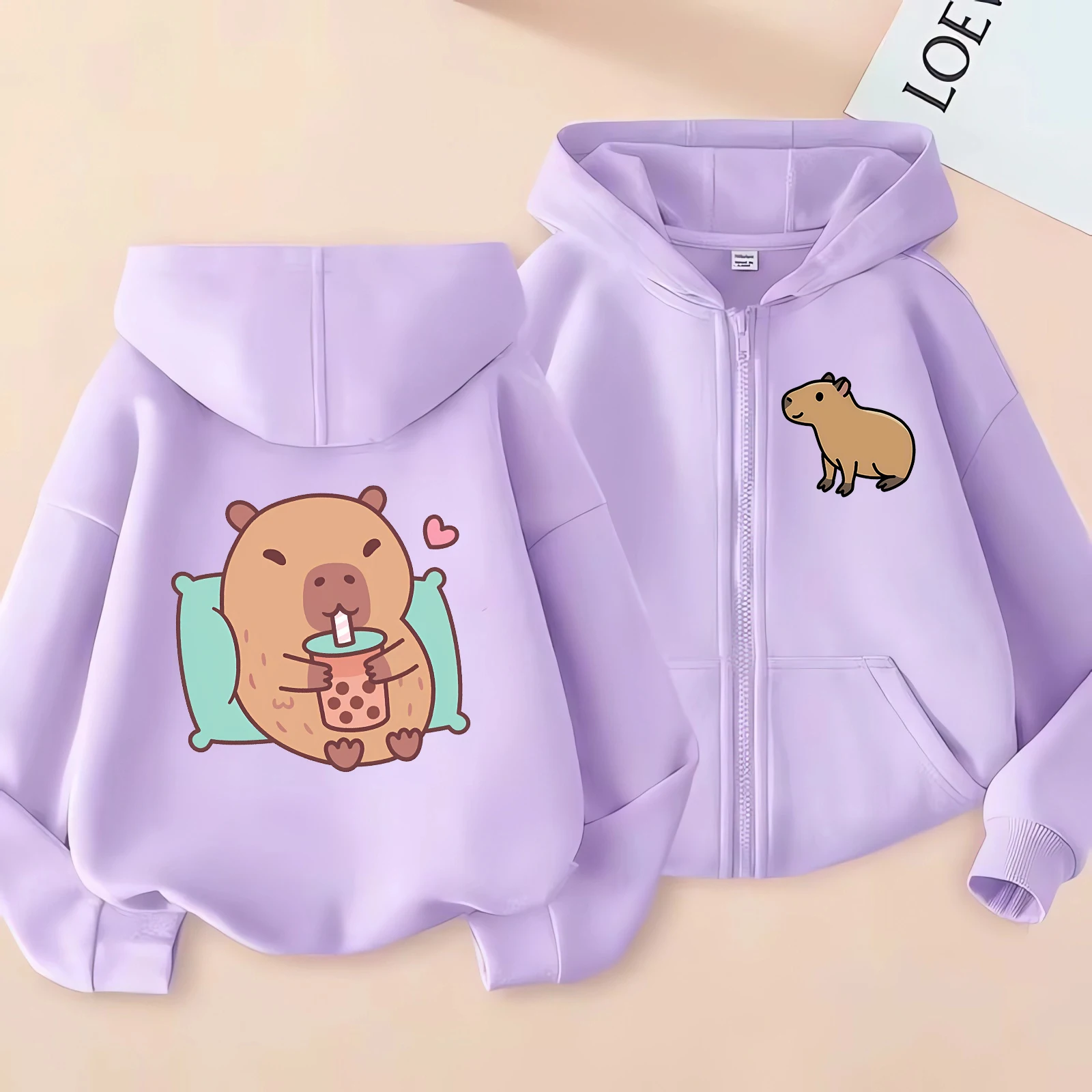 Zip Up Hoodie Kawaii Kids Capybara Children's Hoodie Zipper Children Capibara Sweatshirt Manga Clothes Kid Girl Boy Top Hoody