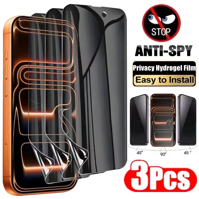 1-3PCS Privatsphäre Displayschutzfolien Für iPhone 17 Pro Max 16 15 Plus 14 13 12 Pro Air 11 XS Max XR X XS Anti-Spy Hydrogel Film