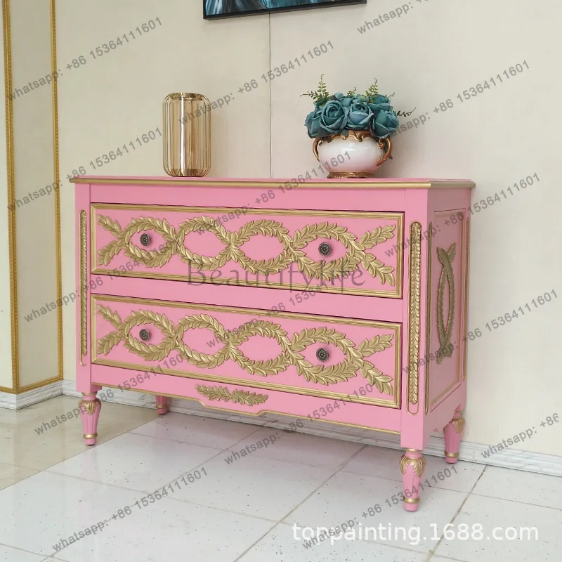 Zj. American light luxury pink living room decorative cabinet European entrance partition cabinet