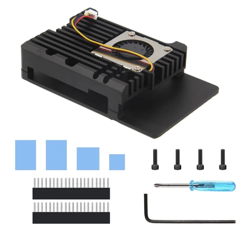 Вселенная металлическая фотовспышка из алюминиевого сплава с радиальным вентилятором-радиатором для RPi 5 8 ГБ/4 ГБ/2 ГБ корпус