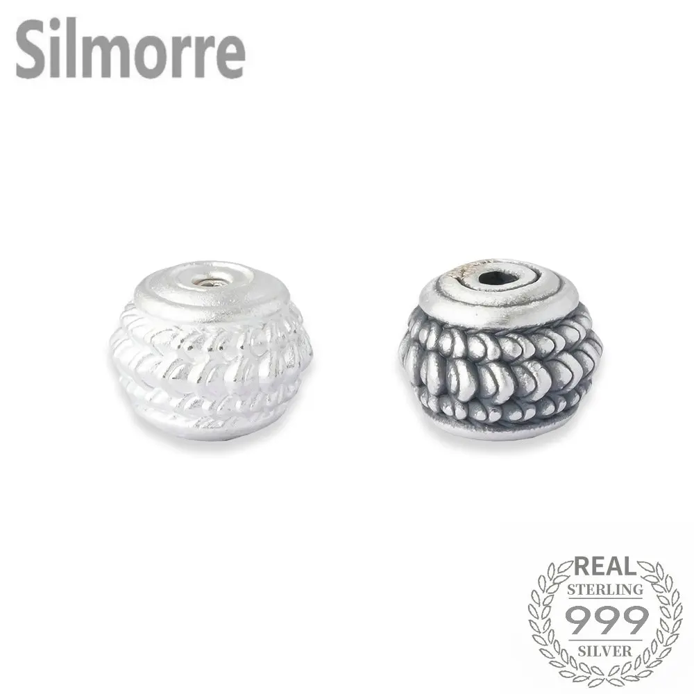 

1PC Dragon Scale Retro S999 PURE Silver Spacer Charm Beads for Diy Fine Jewelry Finding SM0004