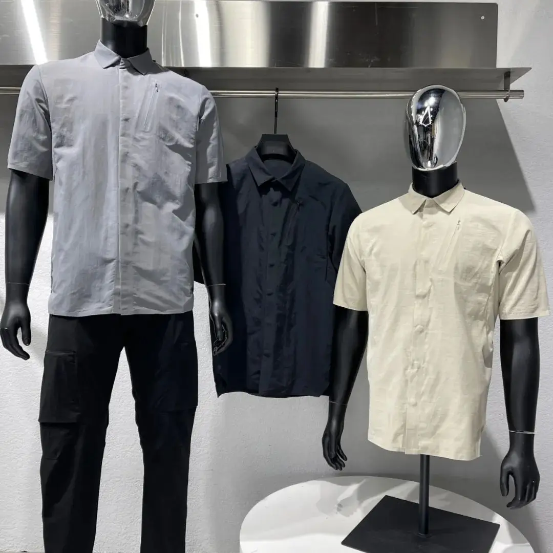 Lightweight Breathable Waterproof Outdoor Casual Men's Short Sleeve Shirt Stereo Cutting Sealed Glue Youth Popular Style Summer