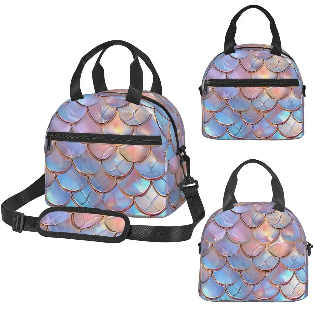 Mermaid Fish Scale Insulated Lunch Bag for Kids School Cooler Thermal Box Tote Portable Lunch Boxes