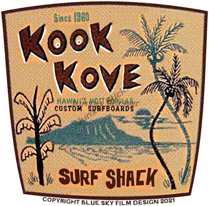 

Kook Kove Surf Shack Perfect for Your Woody, Skateboard Deck Laptop Camper Travel Bumper Fuel Tank Car Door Protector Decoration