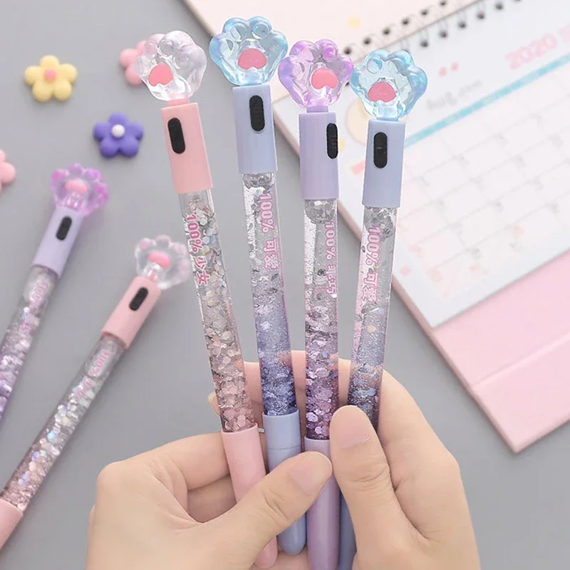 Creative Kawaii Cat Claw Glowing Gel Pen Cute Led Light Pen Stationery Student Signature Pens School Office Writing Supplies